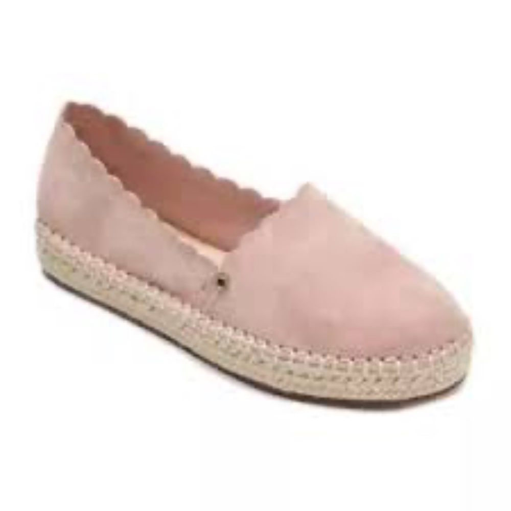 Crown & Ivy Women's Light Pink & Tan Suede Slip-on Flat Shoes, size 8.5